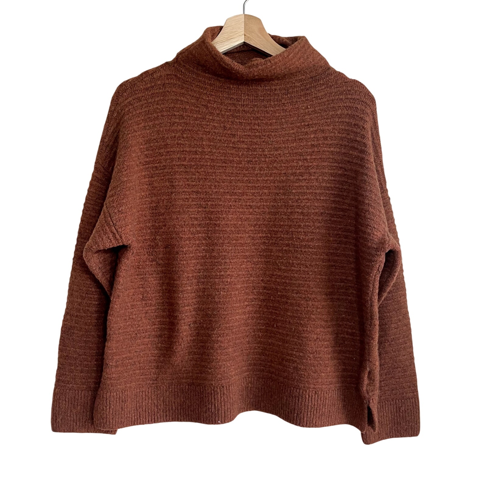 Madewell Wool Blend Rust Orange Turtleneck Knit Sweater Women's Size Xl Pullover